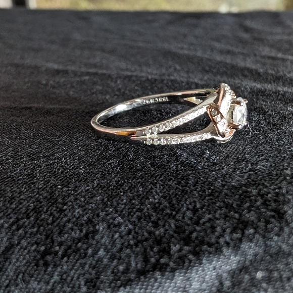 Primrose Knotted Rose Gold Plated Sterling Silver CZ Solitaire Clusters Sz 6.75 - Picture 9 of 12